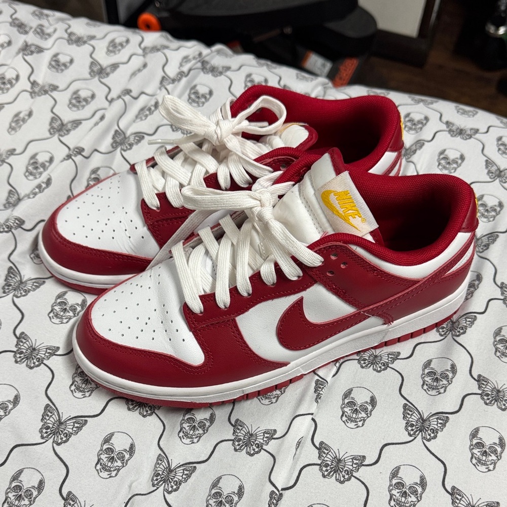 Nike red and White Low-Top Sneakers